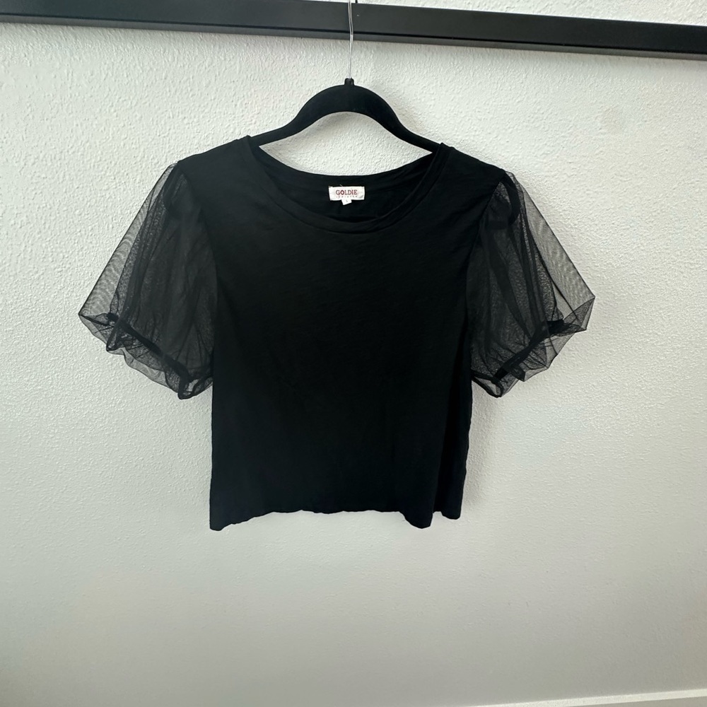 Goldie Black Puff Sleeve Crop Blouse‎